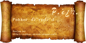 Pekker Árpád névjegykártya